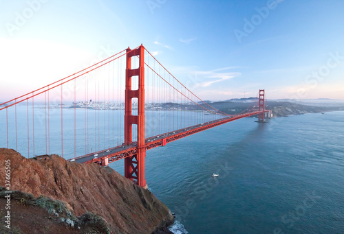 The Golden Gate Bridge at dusk