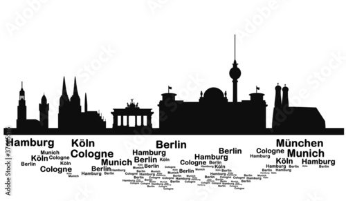 Skyline deutsche Städte mit Beschriftungen
