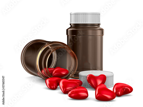 Two bottle and hearts on wh...