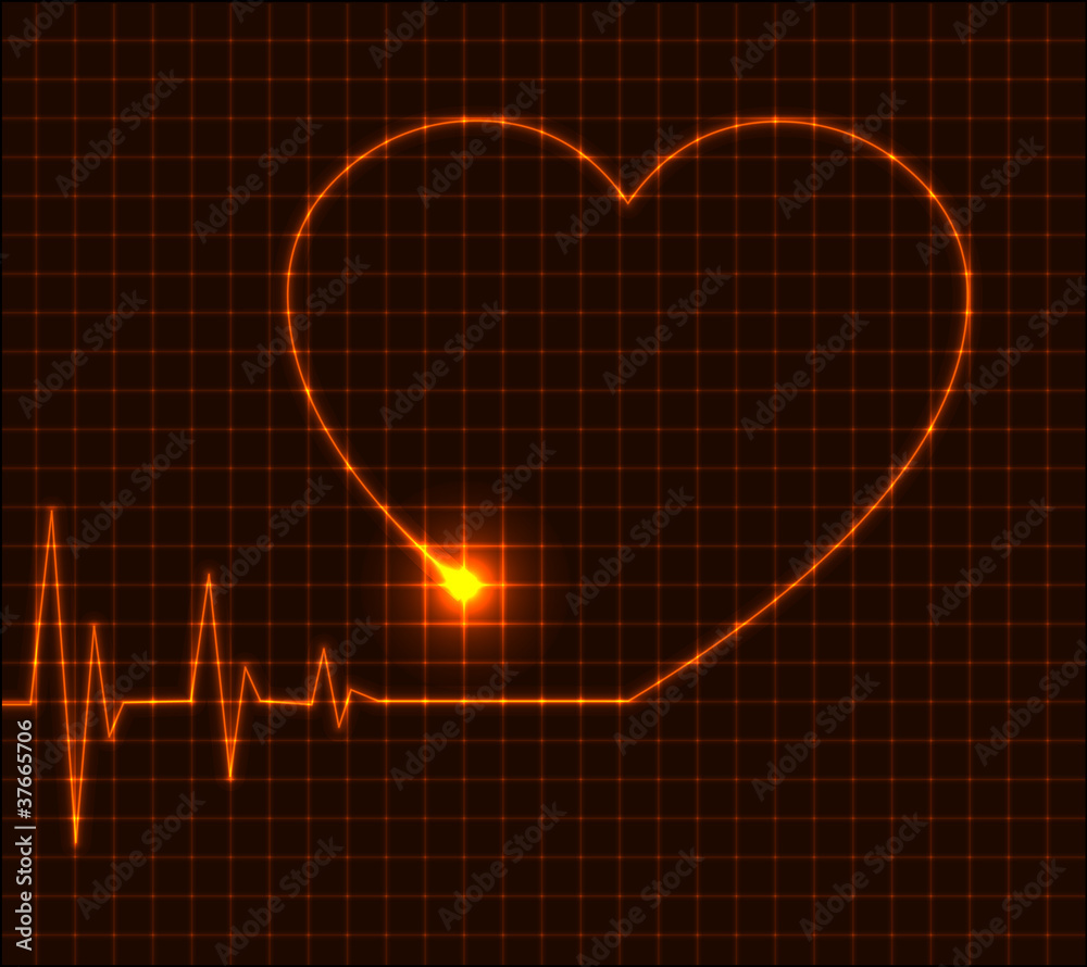 Abstract heart cardiogram illustration - vector