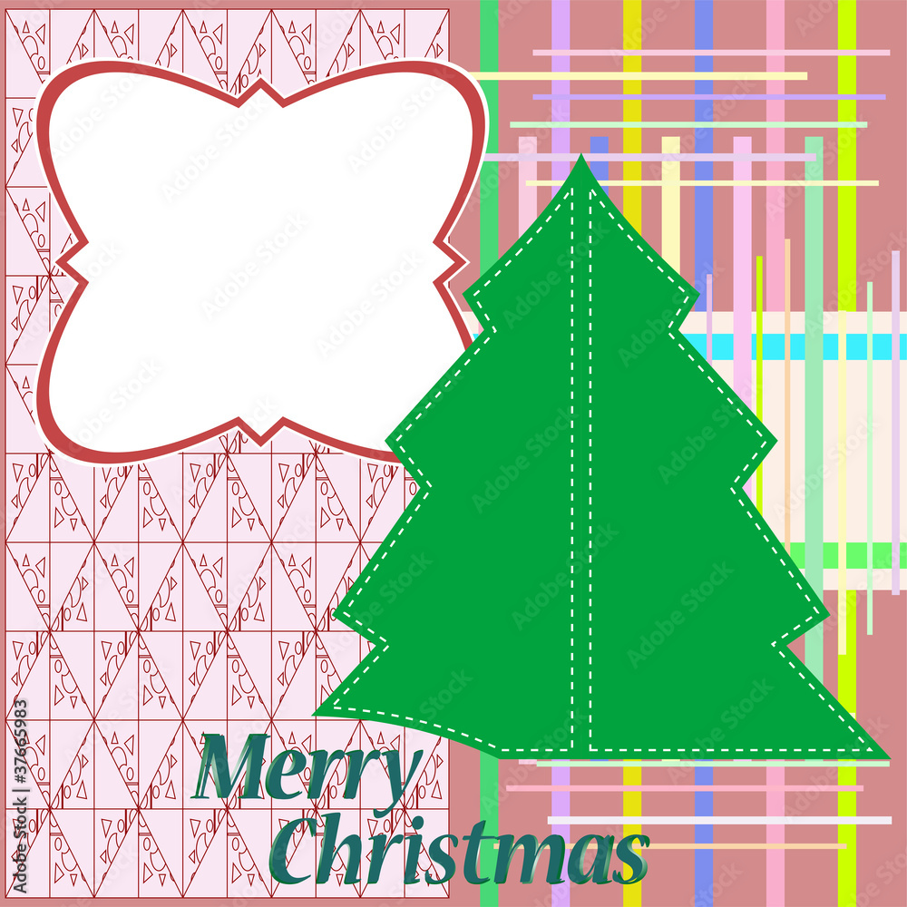 Naklejka premium Beautiful Christmas tree illustration. Christmas Card