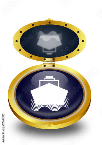 Cruise ship button (vector)