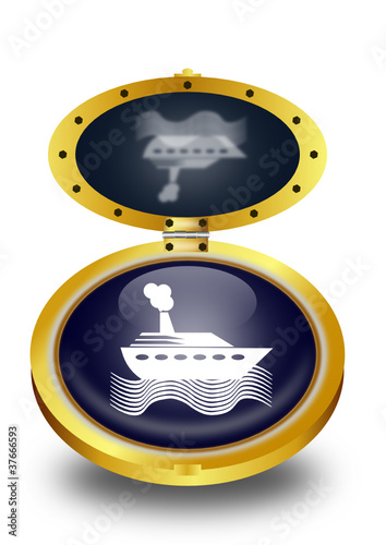Cruise ship button (vector)