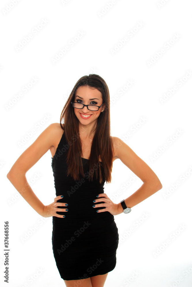business woman smiling - isolated over white business woman smiling - isolated over white