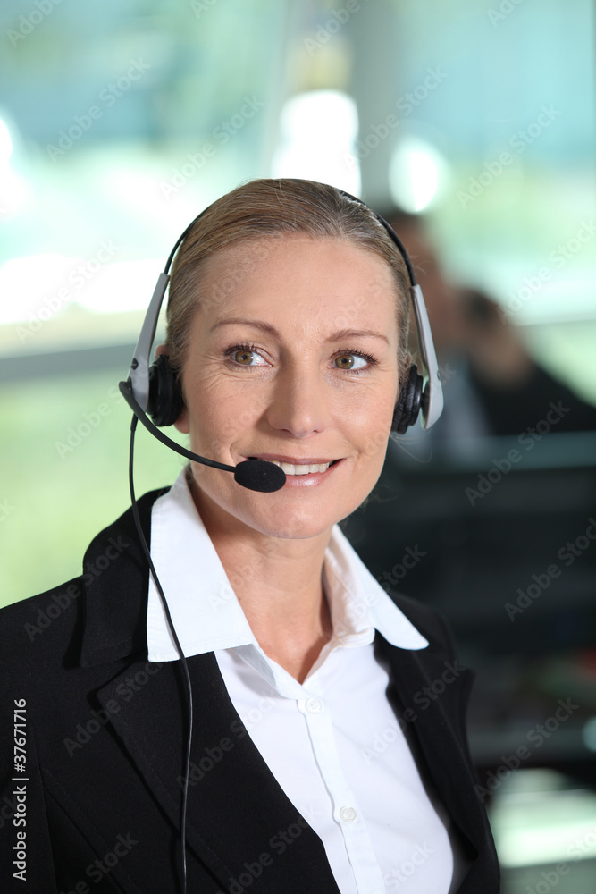 Woman with headset Woman with headset