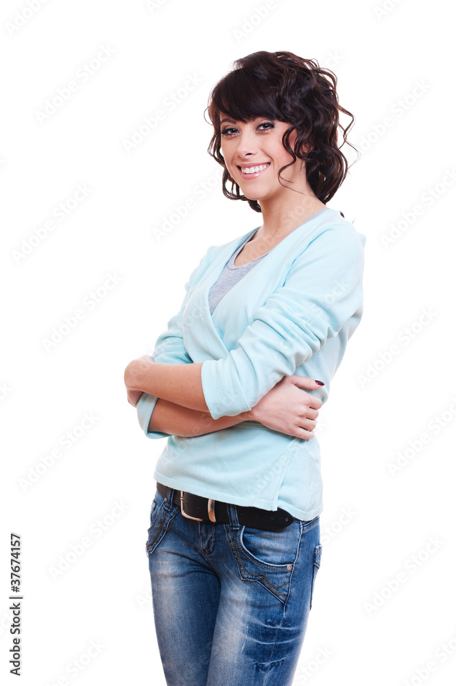 attractive smiley woman over white background attractive smiley woman over white background