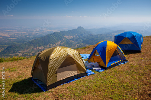Tourist tent in mountain