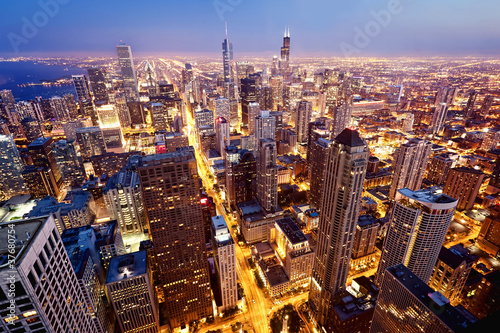 Aerial view  of Chicago downtown