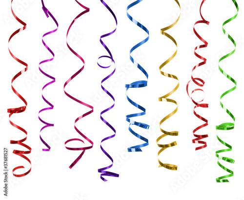 Set of colorful streamers isolated on white background