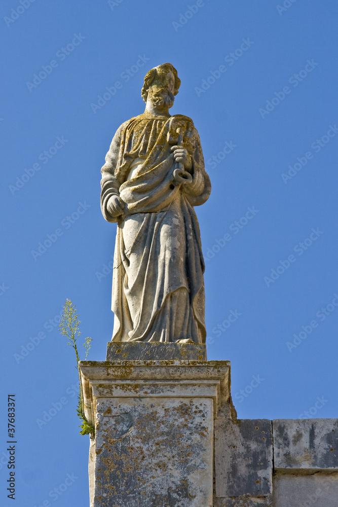 Statue of a saint on the parish church of St.Blaise in Vodnjan