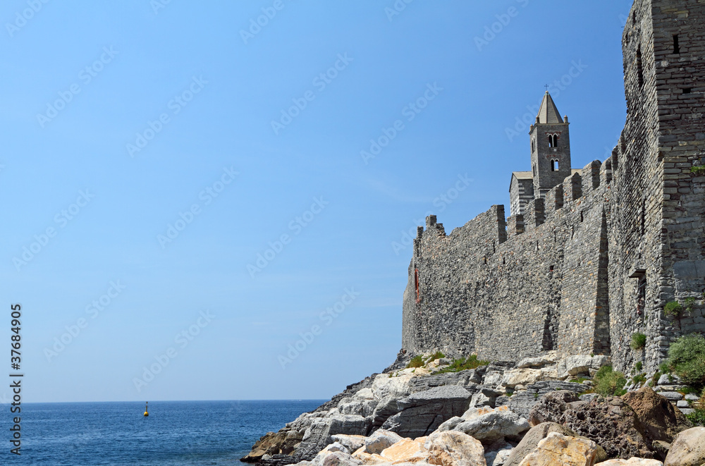 antique  walls and St. Peter church in Porto Venere