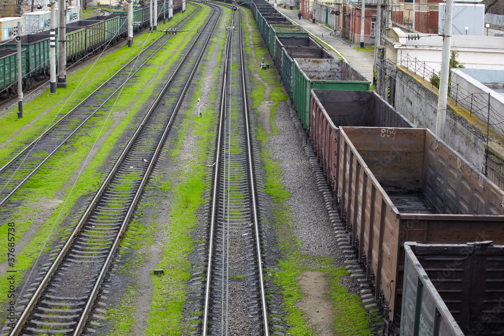 Goods wagons with coal dust Goods wagons with coal dust
