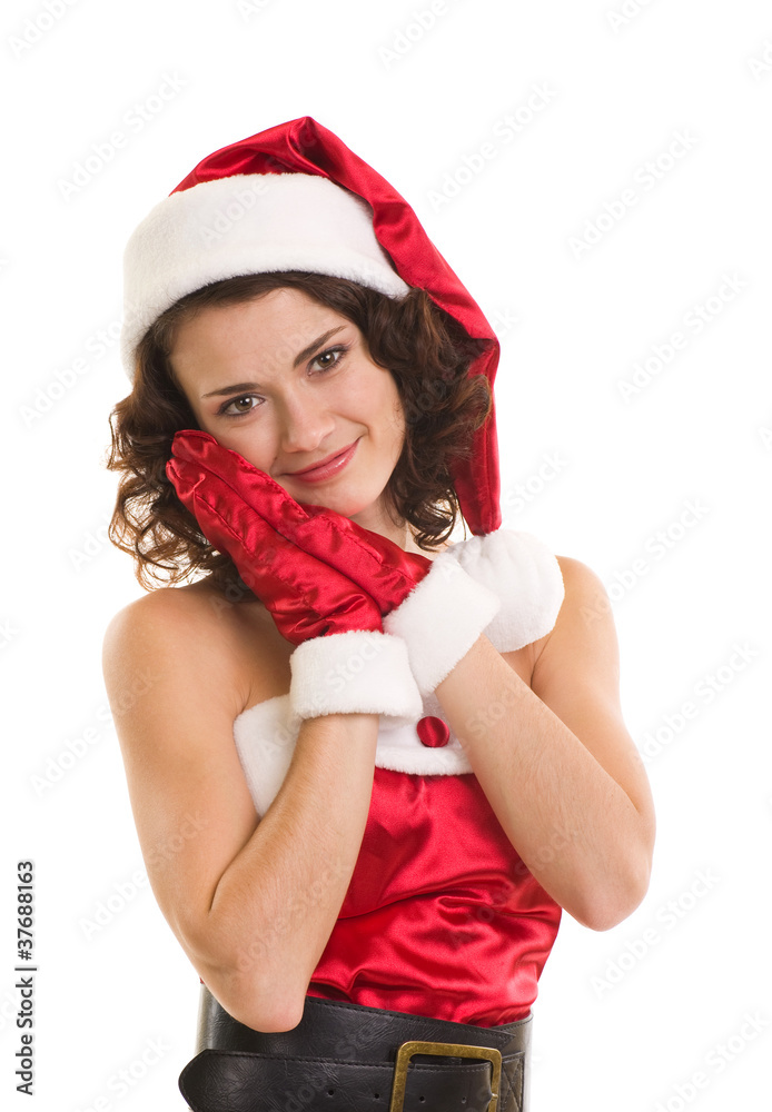 woman in Santa Claus clothes