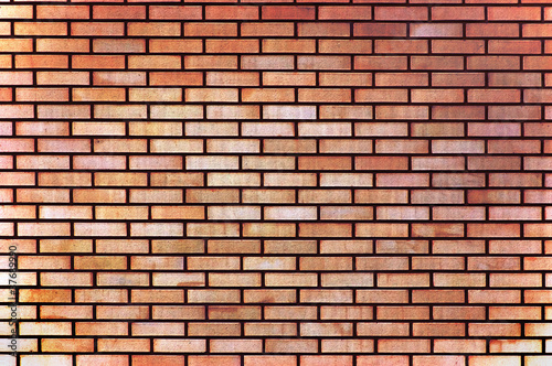 Red yellow beige tan fine brick wall texture background