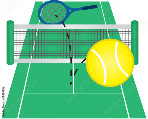 Tennis ball hit over net © milo827
