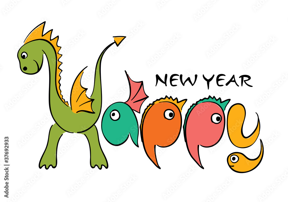 Obraz premium Dragon -- Happy new year