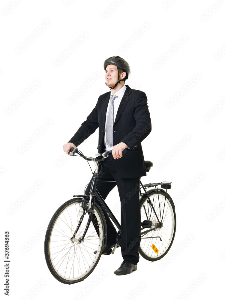 Man with bicycle and helmed Man with bicycle and helmed