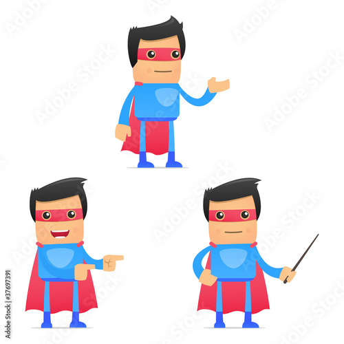 set of funny cartoon superhero