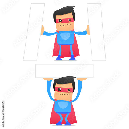 set of funny cartoon superhero
