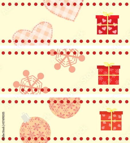 set of Christmas cards with a gifts horizontal format