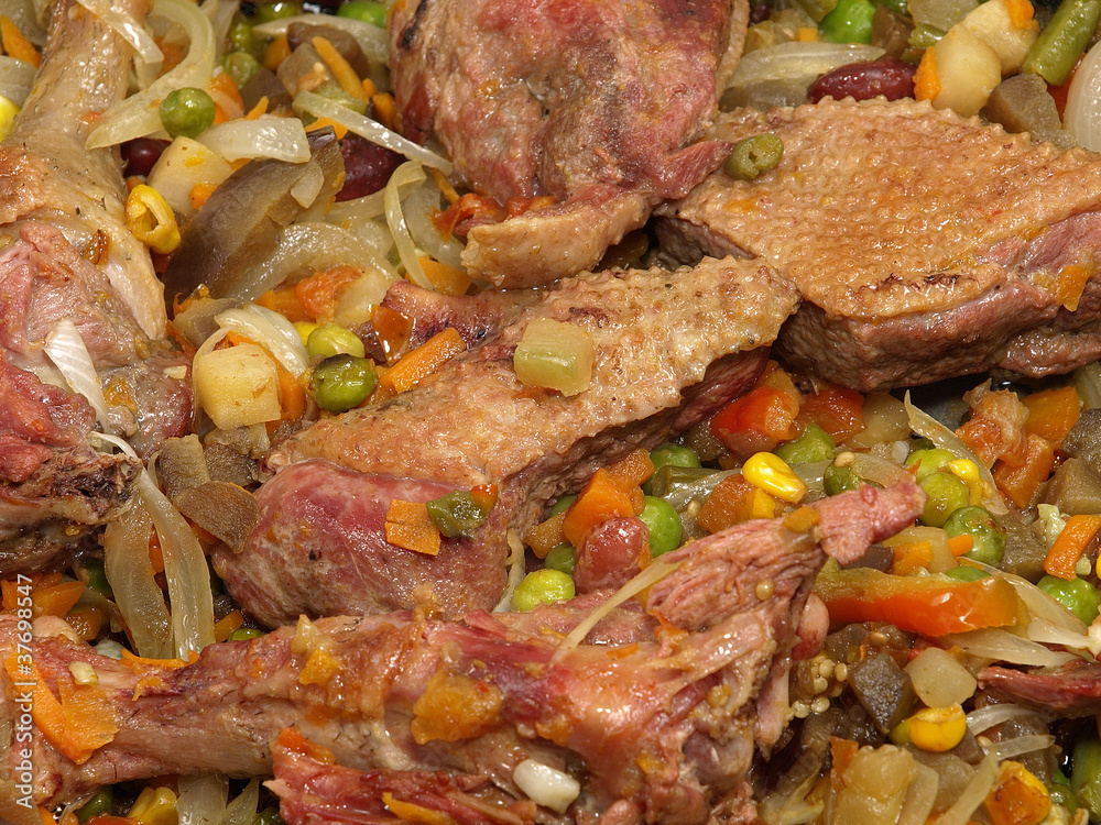 Roasted duck with vegetables. Roasted duck with vegetables.