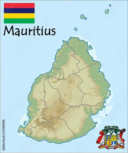 mauritius emblem map flag coat