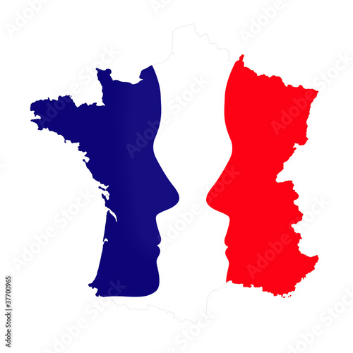 Carte de France bleu blanc rouge, profils de candidats politiques pour les élections françaises, législatives 2024 photo