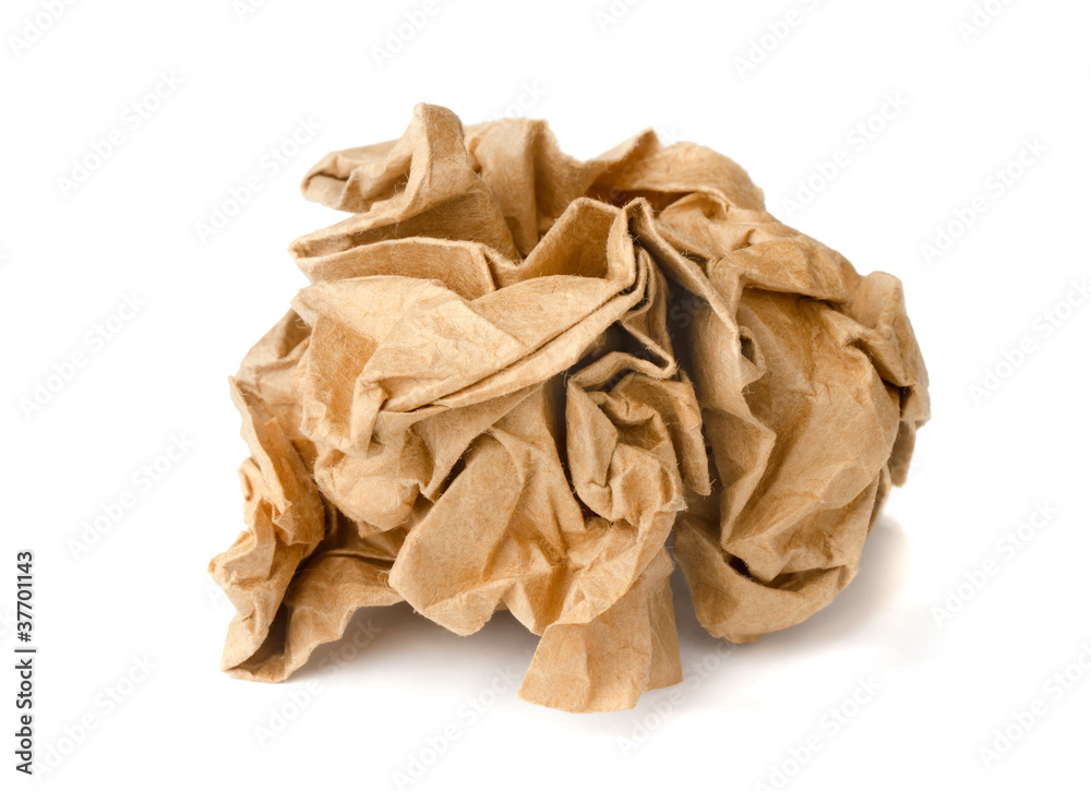 Brown crumpled wrapping recycled paper