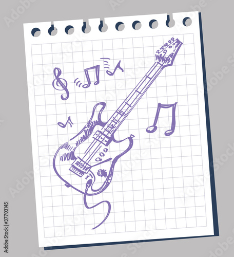 sketchy stylized illustration of a guitar