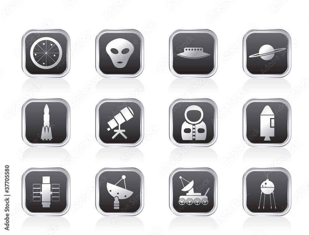 Astronautics and Space Icons - Vector Icon Set Astronautics and Space Icons - Vector Icon Set