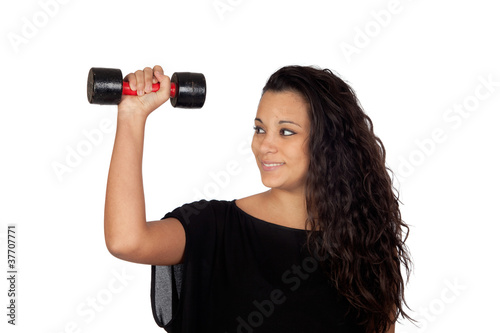 Attractive girl with a weight training