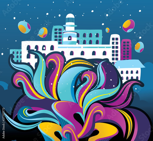 ciudad de fantasia en vector
