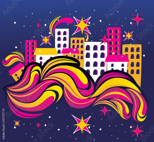 ciudad de fantasia en vector