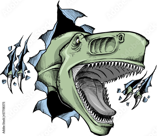 Fototapeta Naklejka Na Ścianę i Meble -  Sketch Doodle T-Rex dinosaur Vector Illustration