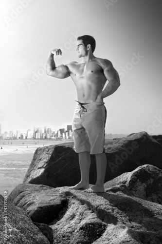 Bodybuilder flexing