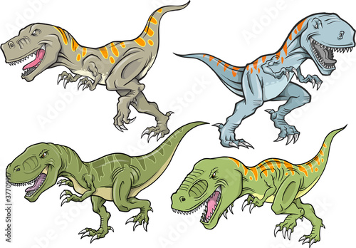 Tyrannosaurus Dinosaur Vector Illustration Set © Blue Foliage