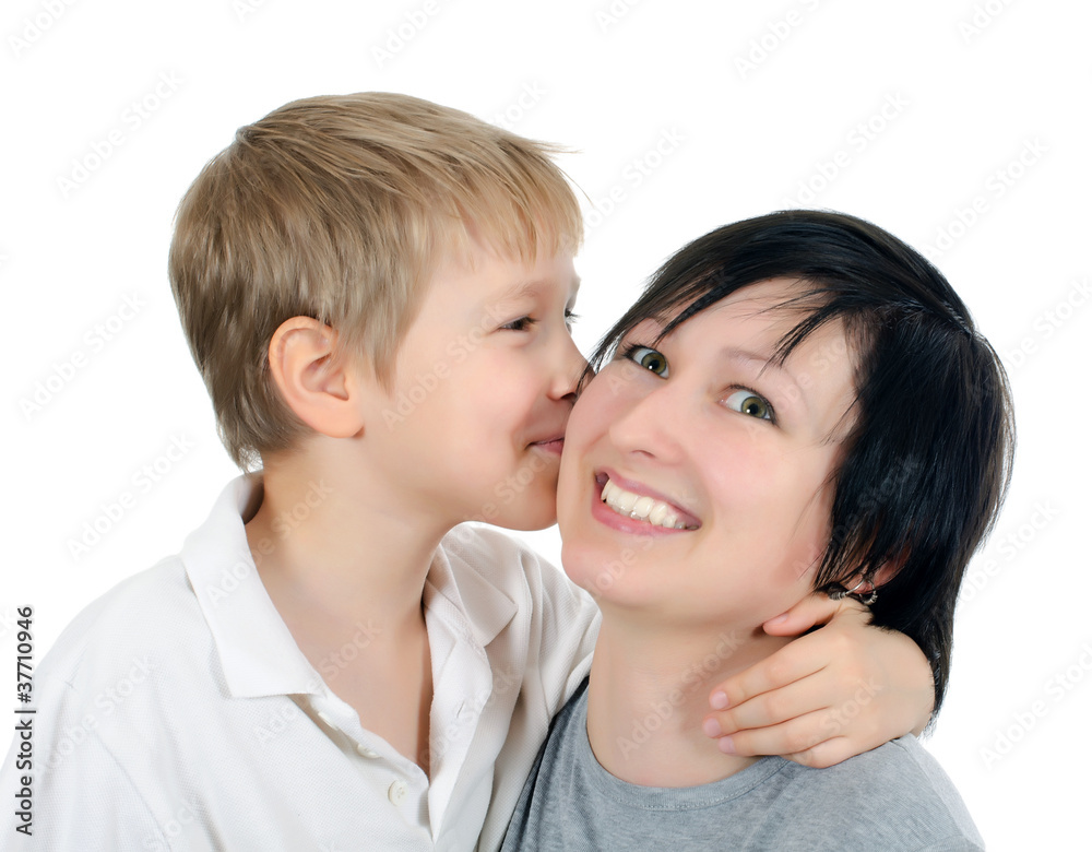The boy with sister isolated