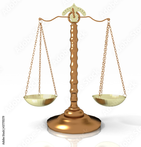 classic scales of justice on white background