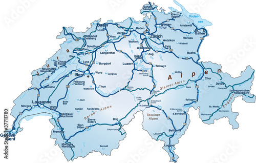 Schweiz_blau_Autobahnen