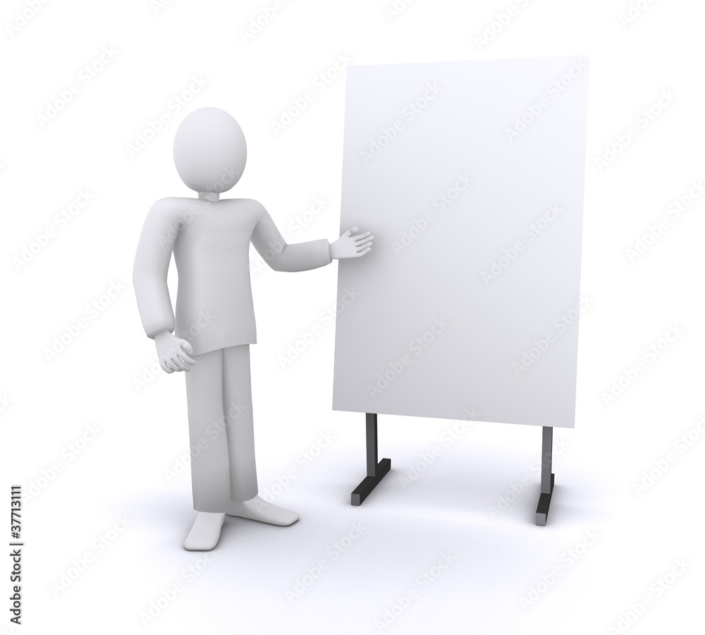man shows his business information at the board man shows his business information at the board