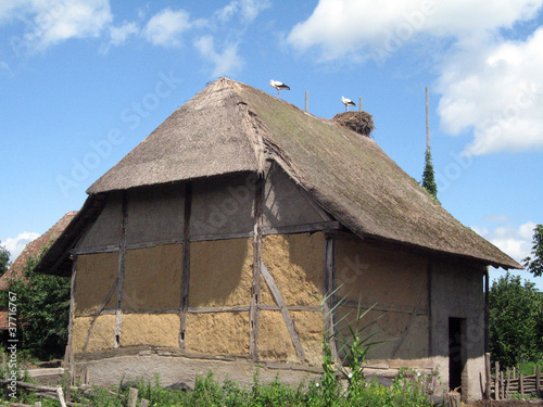 casa rurale con cicogne photo