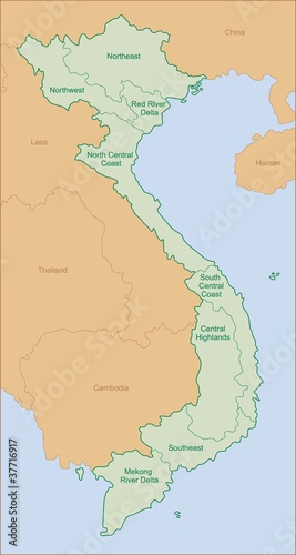 vietnam map with name of territory