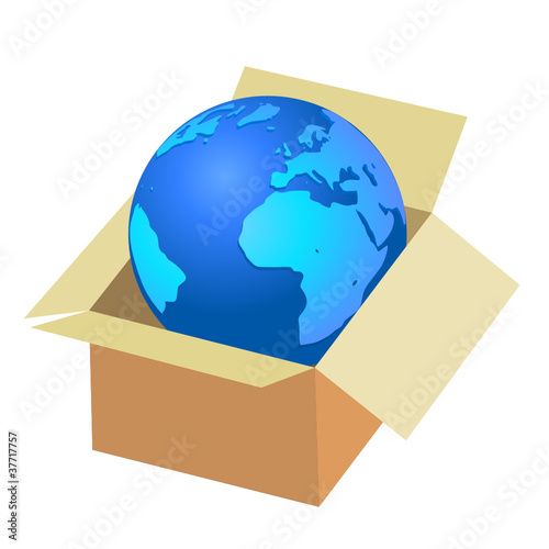 Earth in a box with a planet