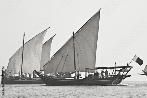 Arabian Dhow sailing out of the mist