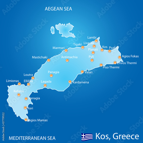 Island of Kos in Greece map
