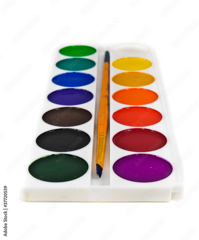 Obraz premium watercolor paints and brushes