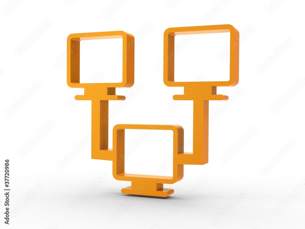 3d Icon Netzwerk orange 3d Icon Netzwerk orange