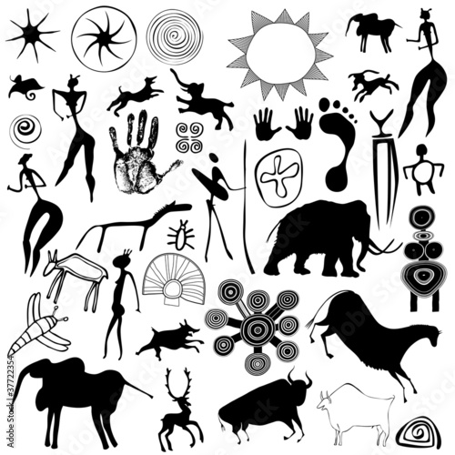 cave painting - primitive art - vector