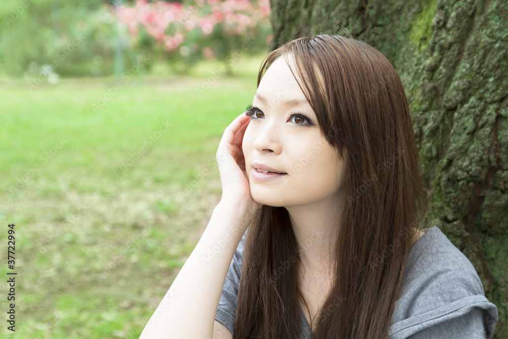 Beautiful young woman in the forest Beautiful young woman in the forest