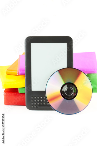 E-book reader with books and disk